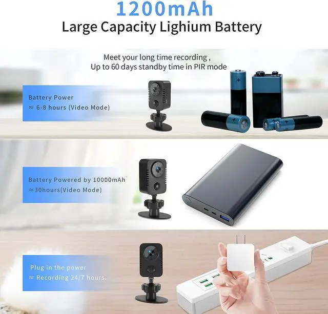 Alt view image 3 of 5 - EDIACE HD 1080p Body Camera Mini Spy Camera Hidden with PIR Motion Detector and Night Vision Small Nanny Cams Portable Indoor Video Cameras Home Security Surveillance Cam 60 Days Standby-(No WiFi)
