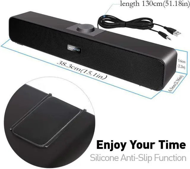 Alt view image 5 of 6 - Computer Speakers,Wired USB Desktop Speaker,Stereo USB Powered Desktop Sound Bar Laptop Speaker for PC Tablets Desktop Cellphone Laptop MP3(2021 Version)