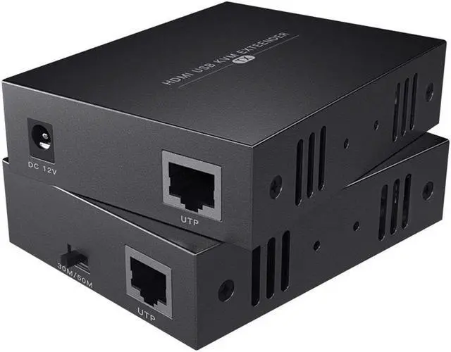 Alt view image 2 of 5 - HDMI KVM USB Extender 1080P Over Cat5e/6 Ethernet Cable 50m (164ft) for Mouse and Keyboard Control Remote Signals