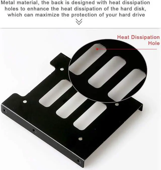 Alt view image 2 of 5 - 2 Pcs SSD/HDD Mounting Bracket 2.5 to 3.5 Adapter Metal Holder 2.5 to 3.5 Converts Hard Drive Bay Notebook to Desktop for PC with 16 Fixing Screws and 1 Screwdriver (Black)
