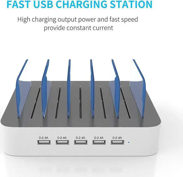 Alt view image 2 of 6 - MSTJRY Charging Station for Multiple Devices : 5 Port Multi USB-A Charger Stations Multi-Device Organizer Charging Dock Designed for iPhone iPad Cell Phone Tablets (7 Short Cables Included)