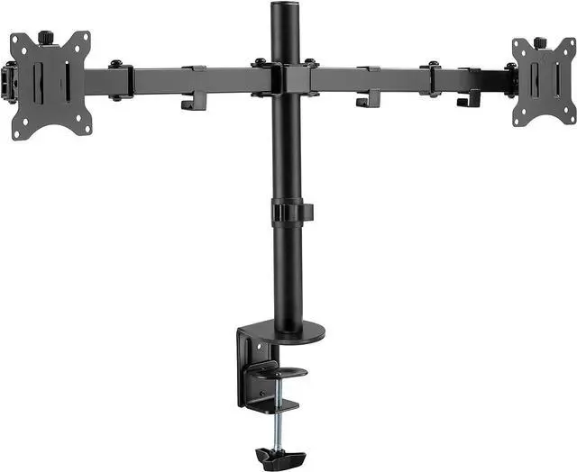 Alt view image 4 of 7 - AMER Dual LCD LED Monitor Desk Mount Stand with C-clamp | Heavy Duty Fully Adjustable Arms Hold 2 Screens up to 32 inches (2EZCLAMP)