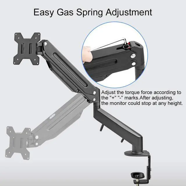 Alt view image 5 of 7 - Suptek Monitor Mount Gas Spring Monitor Arm Desk Mount Fully Adjustable Fits 17 20 22 23 24 26 27 inch Monitors Weight Capacity up to 13.2 lbs