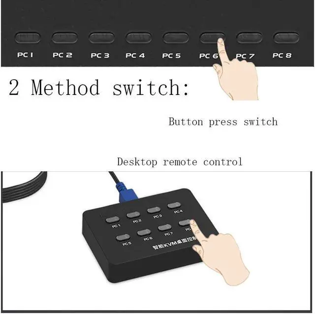 Alt view image 3 of 5 - MT-VIKI 8 Port USB VGA KVM Switch 801UK-L 8 in 1 Out Switcher Box for Computer PC Laptop Notebook Monitor w/ 8pcs KVM Cables