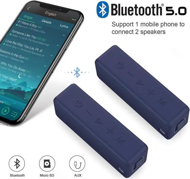 Alt view image 2 of 6 - Upgrade Bluetooth Speakers - Vanzon X5 Pro Portable Wireless Speaker V5.0 with 20W Loud Stereo Sound, TWS, 24H Playtime & IPX7 Waterproof, Suitable for Travel, Home&Outdoors