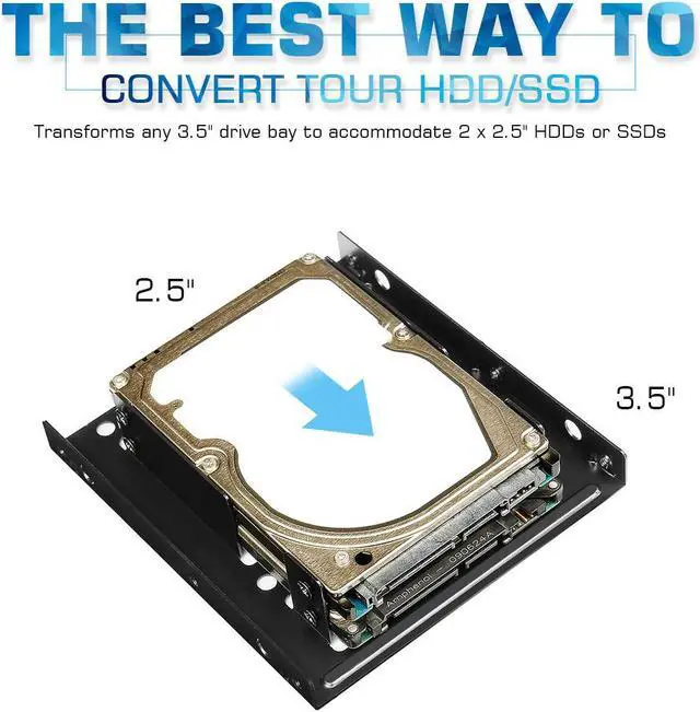 Alt view image 4 of 7 - SSD/HDD Metal Mounting Bracket kit 2.5 to 3.5 Convert Any 2.5 inch Solid State Drive/HDD Into One 3.5 inch Drive Bay