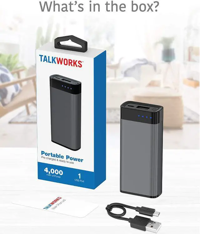 Alt view image 7 of 7 - TALK WORKS Portable Charger - Fast Charging Power Bank Compatible with iPhone 13/Pro/Pro Max, 14/Plus/Pro/Pro Max, 12, 11, XR, XS, X, 8, 7, 6, SE, iPad, Android - External Cell Phone Backup (Grey)