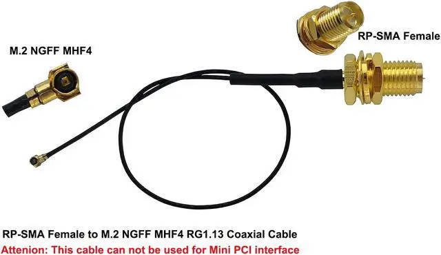 Alt view image 4 of 6 - Dual Band 2.4GHz 5GHz 5.8GHz Antenna 6dBi WiFi Omni RP-SMA Male + 15CM U.FL IPEX MHF4 to RP SMA Female Pigtail Cable for M.2 NGFF WiFi WLAN 3G/4G Card Notebook PS4 Drone 2PCS