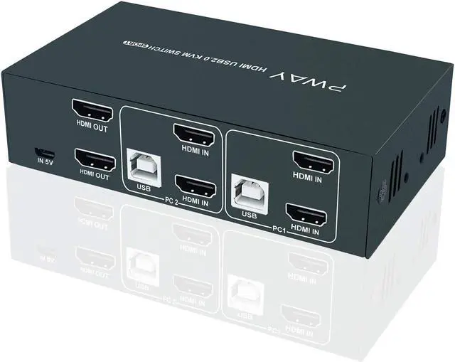 Main image of KVM Switch HDMI Dual Monitor Extended Display 2 Port 2 USB 2.0 Hub UHD 4K@30Hz YUV4:4:4 Downward Compatible Hotkey Switch with All Needed Cables No Adapter Required