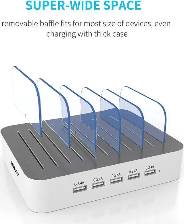 Alt view image 5 of 6 - MSTJRY Charging Station for Multiple Devices : 5 Port Multi USB-A Charger Stations Multi-Device Organizer Charging Dock Designed for iPhone iPad Cell Phone Tablets (7 Short Cables Included)