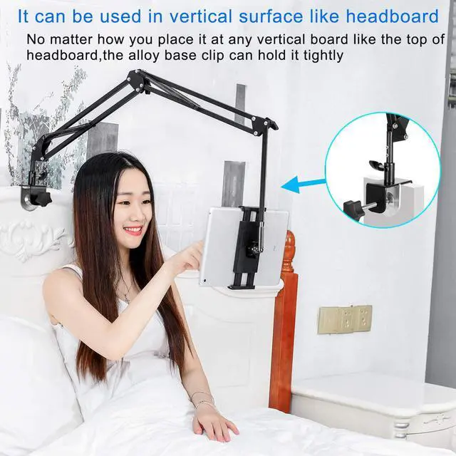 Alt view image 4 of 7 - Tablet Stand Adjustable Foldable Arm Stand for Bed Aluminum Universal Flexible Tablet Holder with 360 Degree Rotation Compatible with iPad/iPhoneX/iPad Pro/N-Switch or Other 4.5~12.9 Inches Devices