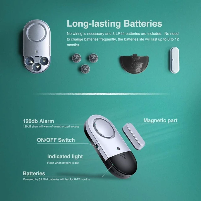 Alt view image 3 of 6 - 120 DB Loud Door and Window Open Alarm Sensor 3 Pack for Kids, Dementia Patients Safety, Burglar Anti-Theft Wireless Security Alarms Keep Your Home, Pool, Cabinet, Business Safe