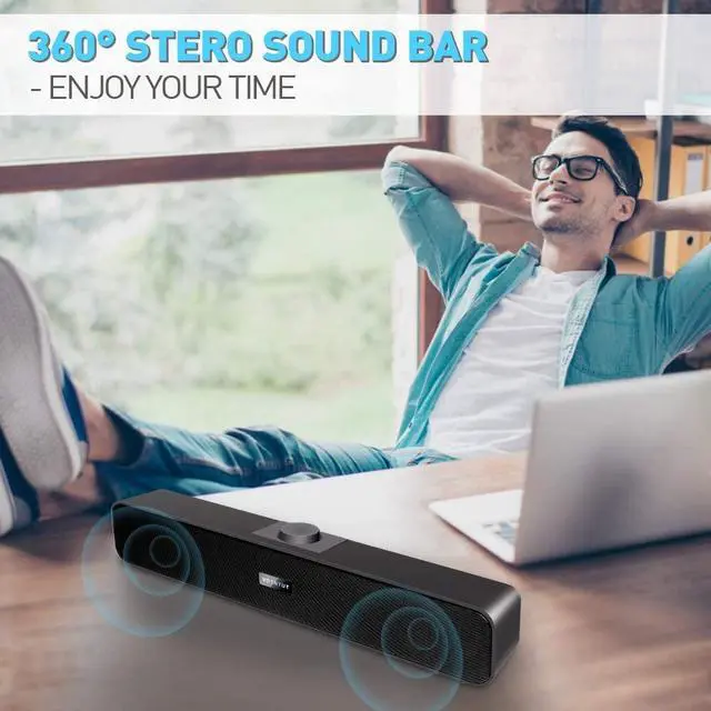 Alt view image 6 of 6 - Computer Speakers,Wired USB Desktop Speaker,Stereo USB Powered Desktop Sound Bar Laptop Speaker for PC Tablets Desktop Cellphone Laptop MP3(2021 Version)