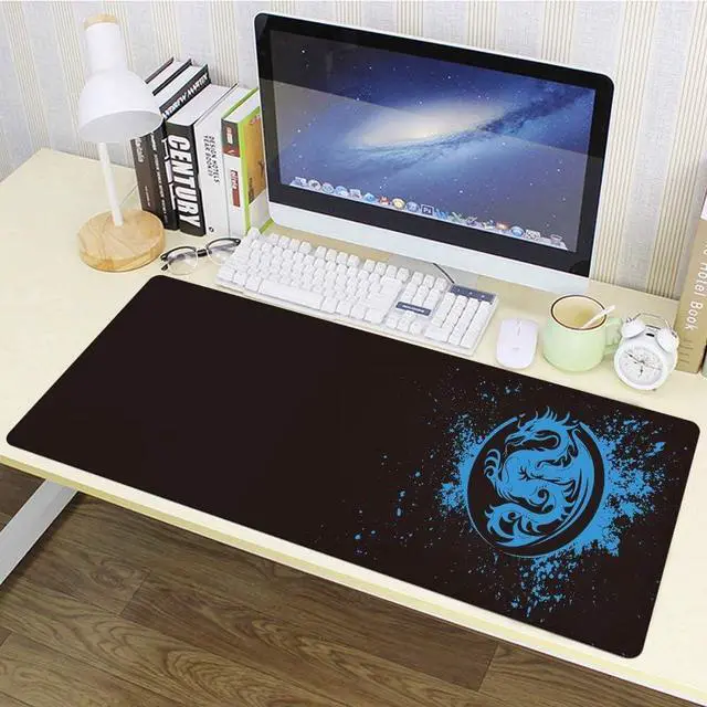 Alt view image 5 of 6 - Extended Mouse Pad Anime Dragon Large Gaming Mouse Pad- 31.5x12inch Computer Keyboard Mouse Mat Mousepad Rubber Base and Stitched Edges for Game Players (Blue)