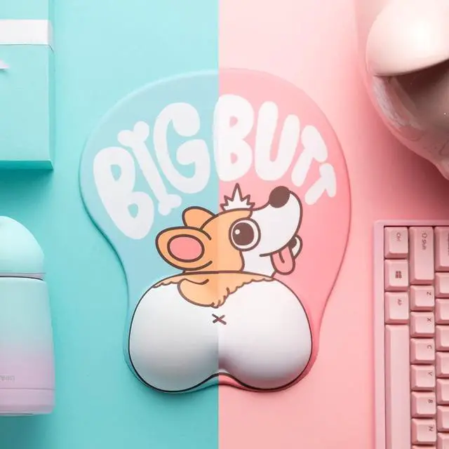 Alt view image 2 of 7 - Tidoopu Anime Mouse Pad with Wrist Support Ergonomic Gel 3D Corgi Mice Mat for Gift Back to School (Blue&Pink)
