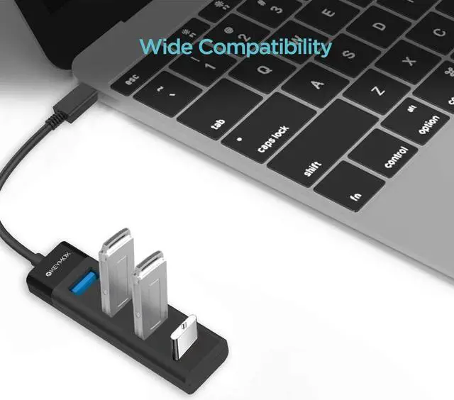 Alt view image 4 of 7 - 4-Port USB C Hub, KEYMOX Compact Size Type C Adapter with 4 USB 3.0 Ports USB Type C Hub for MacBook Pro 2019/2018/2017, Google Chromebook Pixelbook, XPS, Samsung S9/S8 and More USB Type C Devices