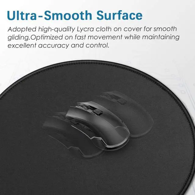 Alt view image 3 of 7 - Round Mouse Pad with Stitched Edge Premium-Textured Non-Slip Rubber Base Mouse Mat Mousepad for Office & Home Black (8.7 x 8.7 x 0.12Inch)