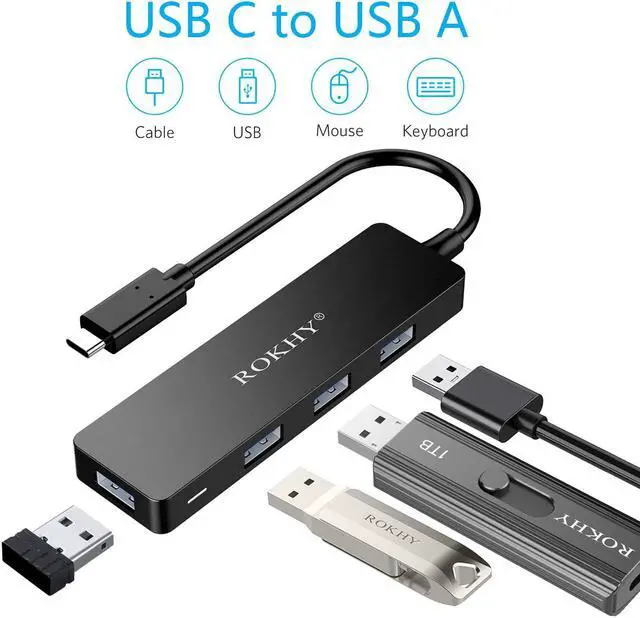 Alt view image 2 of 7 - USB C Hub 4-Port USB 3.0 Hub Ultra-Slim Data USB Hub for MacBook, iPad Pro, Laptop, Android Smartphones