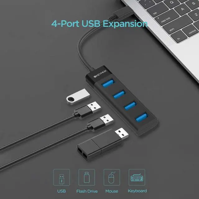 Alt view image 2 of 7 - 4-Port USB C Hub, KEYMOX Compact Size Type C Adapter with 4 USB 3.0 Ports USB Type C Hub for MacBook Pro 2019/2018/2017, Google Chromebook Pixelbook, XPS, Samsung S9/S8 and More USB Type C Devices