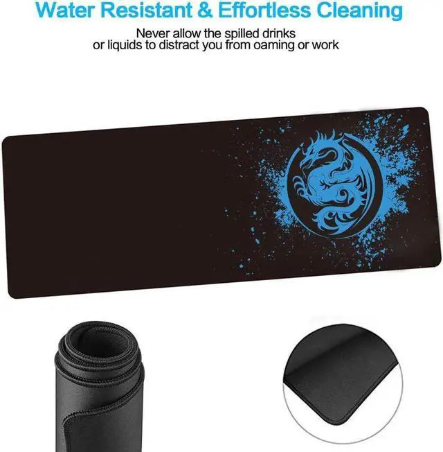 Alt view image 3 of 6 - Extended Mouse Pad Anime Dragon Large Gaming Mouse Pad- 31.5x12inch Computer Keyboard Mouse Mat Mousepad Rubber Base and Stitched Edges for Game Players (Blue)