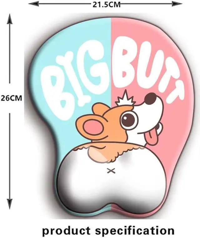Alt view image 3 of 7 - Tidoopu Anime Mouse Pad with Wrist Support Ergonomic Gel 3D Corgi Mice Mat for Gift Back to School (Blue&Pink)
