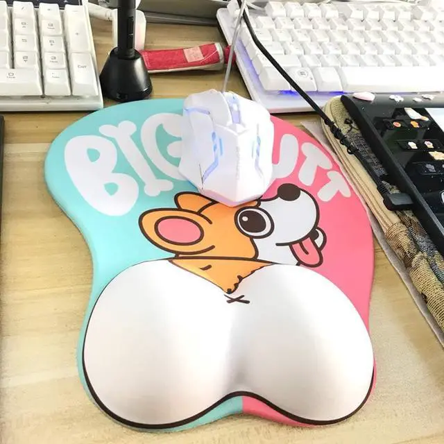 Alt view image 6 of 7 - Tidoopu Anime Mouse Pad with Wrist Support Ergonomic Gel 3D Corgi Mice Mat for Gift Back to School (Blue&Pink)