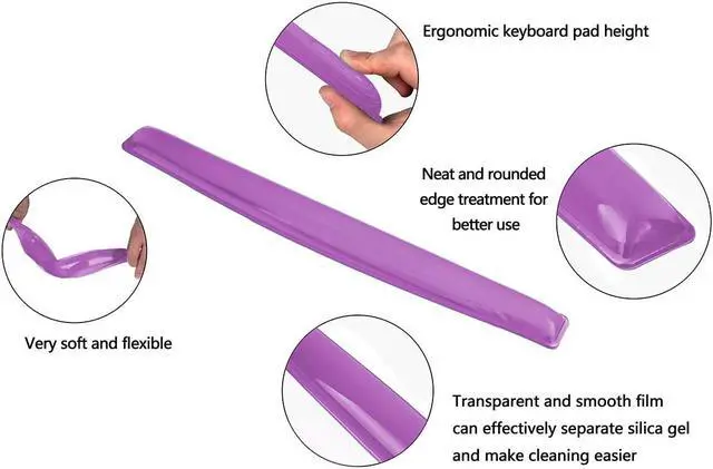 Alt view image 3 of 4 - Silicone Gel Keyboard Wrist Rest Set Plus - ABRONDA Keyboard & Mouse Wrist Support Pad Office, Computer, Laptop, Mac - Durable, Comfortable and Pain Relief- Purple Set