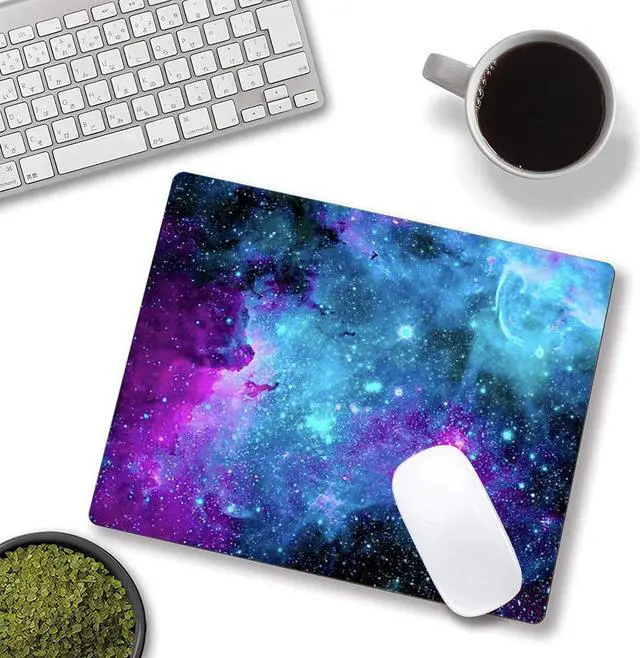 Alt view image 4 of 6 - Gaming Mouse Pad,Blue Purple Galaxy Nebula Universe Space Non-Slip Rubber Base Mouse Pads For Computers Laptop Office, 9.5X7.9X0.12 Inch(240Mm X 200Mm X 3Mm)