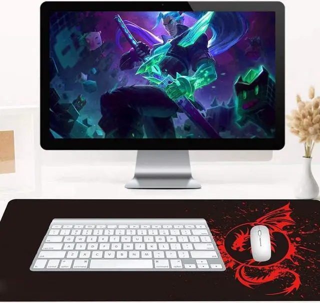 Alt view image 6 of 6 - Extended Mouse Pad Anime Dragon Large Gaming Mouse Pad- 31.5x12inch Computer Keyboard Mouse Mat Mousepad Rubber Base and Stitched Edges for Game Players (Blue)