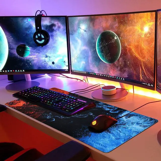 Alt view image 7 of 7 - Gaming Mouse Pad, veecom Blue Large Mouse Pad Gaming 31.5×15.75In, Large Mouse Pads, Long Big Mouse Pad XL Mouse Mat with Non-Slip Base, Extended Keyboard Mouse Pad Desk Pad for Computer (Blue)
