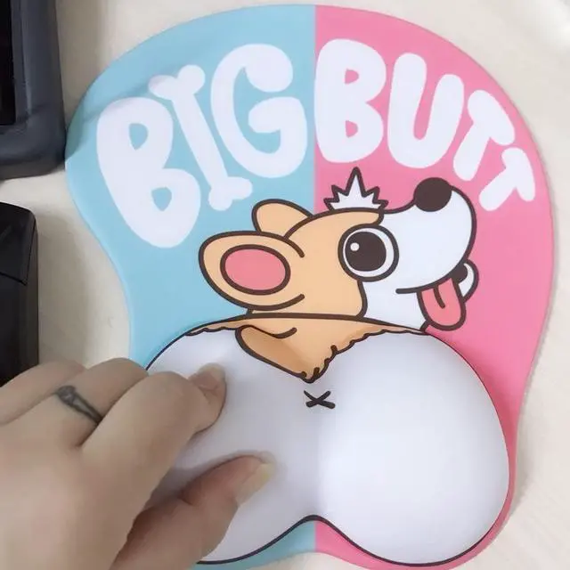 Alt view image 4 of 7 - Tidoopu Anime Mouse Pad with Wrist Support Ergonomic Gel 3D Corgi Mice Mat for Gift Back to School (Blue&Pink)