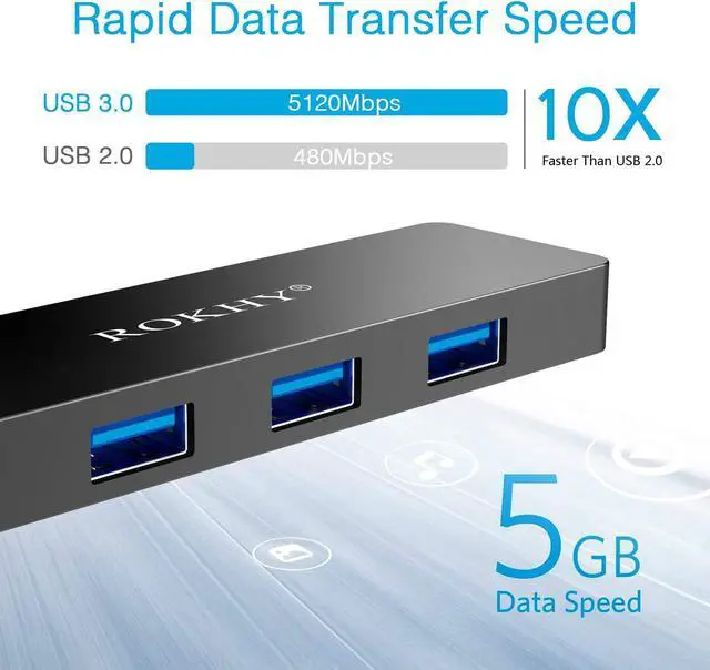 Alt view image 3 of 7 - USB C Hub 4-Port USB 3.0 Hub Ultra-Slim Data USB Hub for MacBook, iPad Pro, Laptop, Android Smartphones