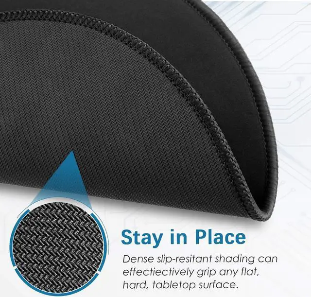 Alt view image 4 of 7 - Round Mouse Pad with Stitched Edge Premium-Textured Non-Slip Rubber Base Mouse Mat Mousepad for Office & Home Black (8.7 x 8.7 x 0.12Inch)