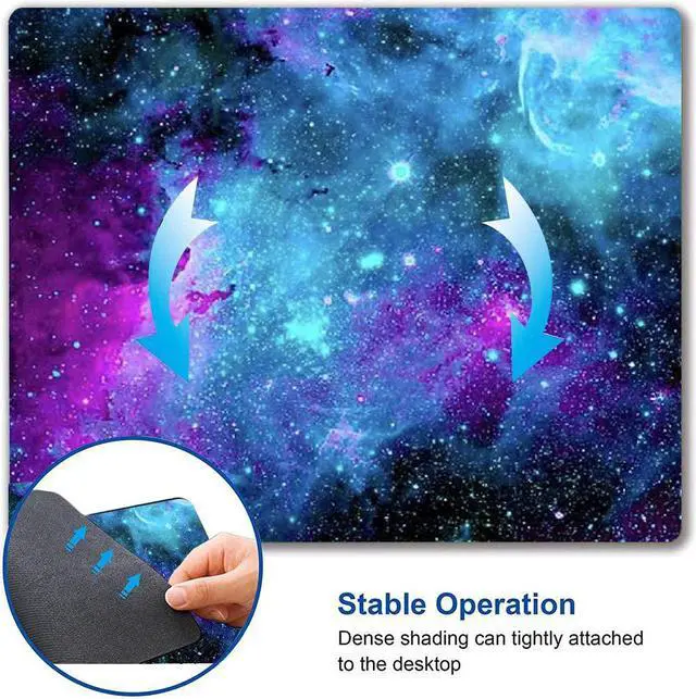 Alt view image 6 of 6 - Gaming Mouse Pad,Blue Purple Galaxy Nebula Universe Space Non-Slip Rubber Base Mouse Pads For Computers Laptop Office, 9.5X7.9X0.12 Inch(240Mm X 200Mm X 3Mm)