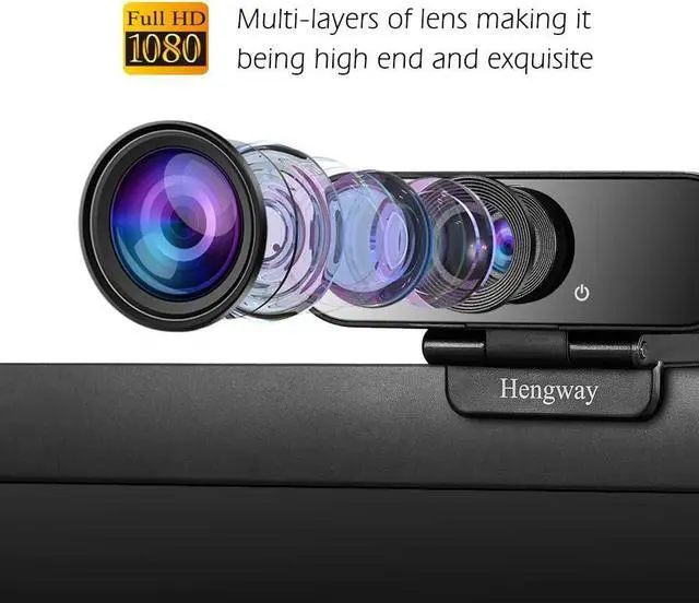 Alt view image 4 of 7 - Webcam with Stereo Microphone and Privacy cover , FULL HD 1080P by USB terminal,110 ° Wide-Angle for Conferencing, Distance learning or Meeting, Video chatting ,Calling, Team gaming etc.,(Black)