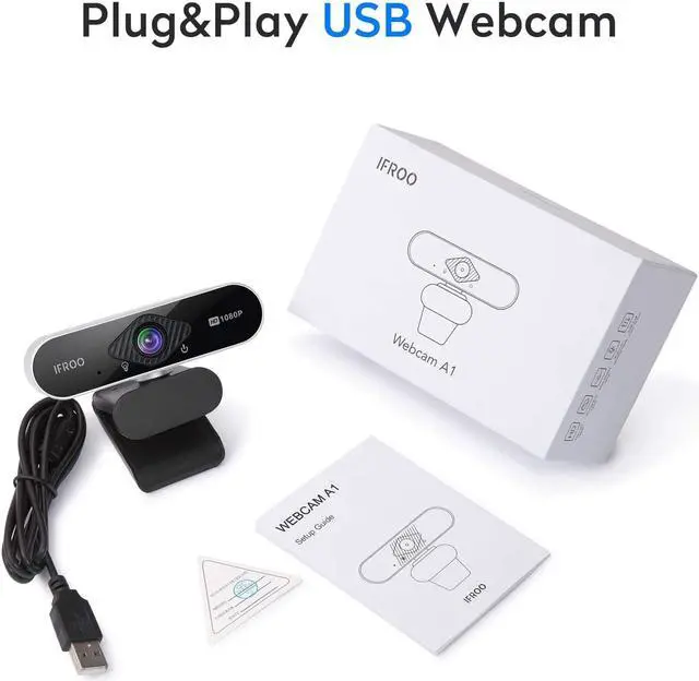 Alt view image 7 of 7 - IFROO FHD 1080P Webcam with Microphone,No fisheye Wide-Angle for Desktop Laptop Computer Web Camera,USB Plug and Play,Compatible Skype Zoom YouTube Windows/Mac OS,for Live Streaming,Recording,Gaming