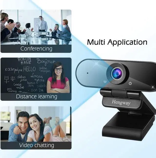 Alt view image 6 of 7 - Webcam with Stereo Microphone and Privacy cover , FULL HD 1080P by USB terminal,110 ° Wide-Angle for Conferencing, Distance learning or Meeting, Video chatting ,Calling, Team gaming etc.,(Black)