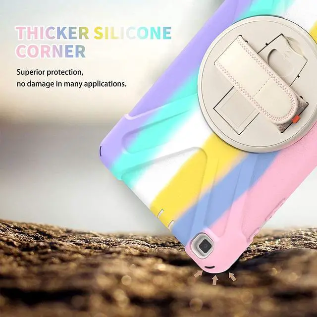 Alt view image 3 of 7 - Galaxy Tab A 8.0 T290 Case, Shockproof Heavy Duty Impact Drop Protection Case Cover for Samsung Galaxy Tab A T290/T295/T297 SM-T290 SM-T295 SM-T297 (Rainbow Pastel)