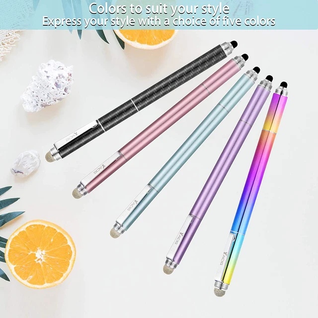 Alt view image 7 of 7 - Capacitive Stylus Pen 4-in-1 High Sensitivity and Precision Touch Screen Stylus Clear Disc Tip Black Rubber Tip &Mesh Fiber Tip Compatible with Universal Touch Screen Device Black