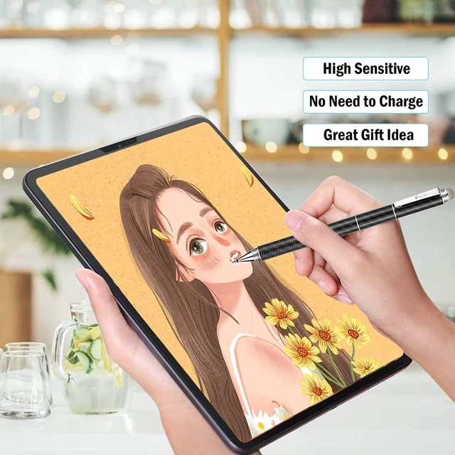 Alt view image 2 of 7 - Capacitive Stylus Pen 4-in-1 High Sensitivity and Precision Touch Screen Stylus Clear Disc Tip Black Rubber Tip &Mesh Fiber Tip Compatible with Universal Touch Screen Device Black