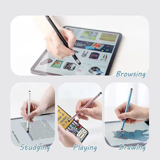Alt view image 6 of 7 - Stylus Pens for Touch Screens High Precision Capacitive Stylus for iPad iPhone Tablets  Galaxy All Universal Touch Screen Devices (4-Pack Black/Blue/Silver/Rose Pink)