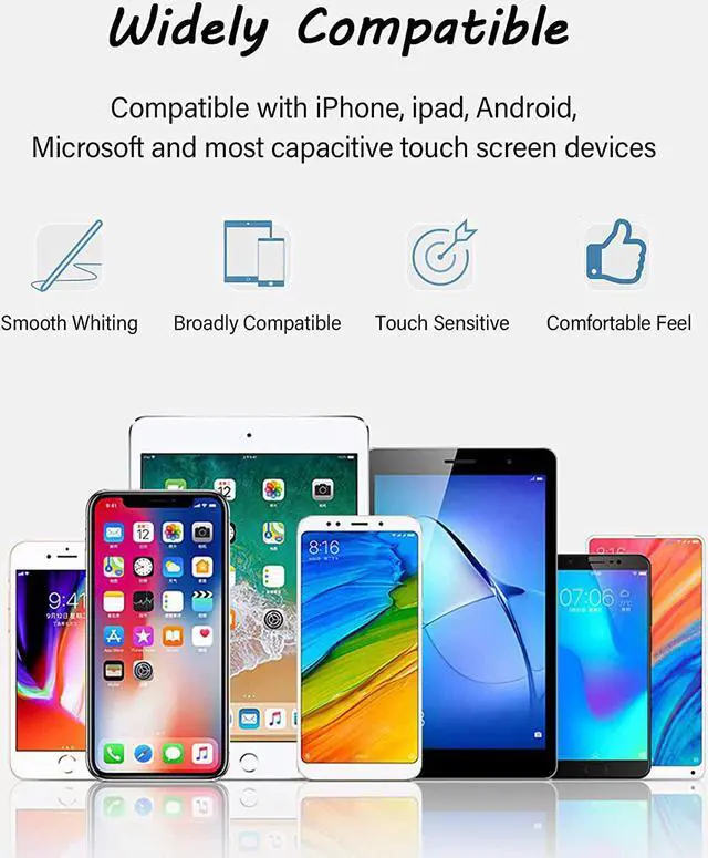 Alt view image 7 of 7 - Stylus Pens for Touch Screens High Precision Capacitive Stylus for iPad iPhone Tablets  Galaxy All Universal Touch Screen Devices (4-Pack Black/Blue/Silver/Rose Pink)
