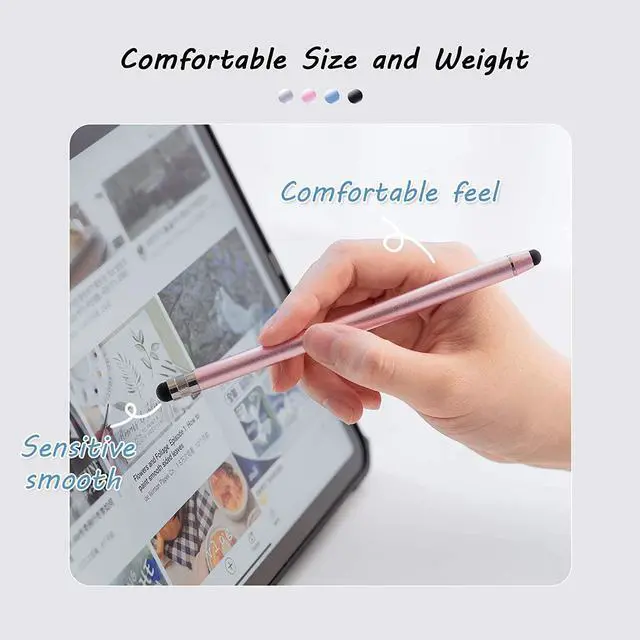Alt view image 4 of 7 - Stylus Pens for Touch Screens High Precision Capacitive Stylus for iPad iPhone Tablets  Galaxy All Universal Touch Screen Devices (4-Pack Black/Blue/Silver/Rose Pink)