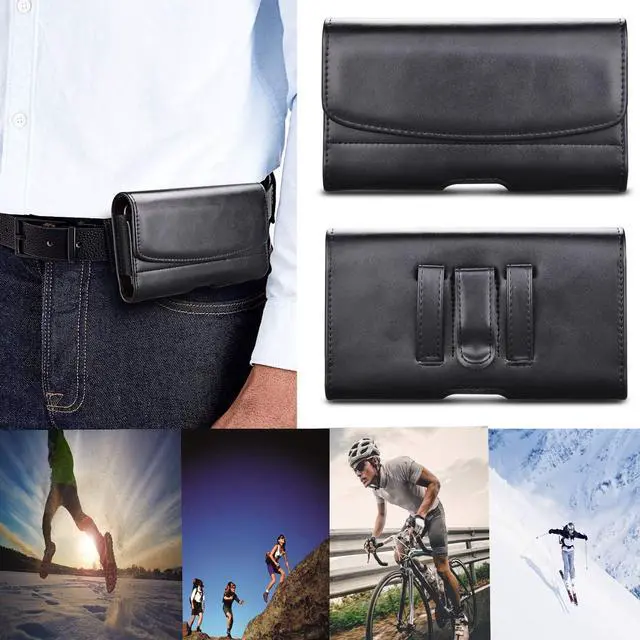 Alt view image 7 of 7 - Takfox Phone Holster for Samsung Galaxy Note 20 Ultra S24 Ultra S23+S21 S20 A13 A14 A15 A35 A02S A03S A32 A23 A54,iPhone 15 Pro Max 14 13 XR Leather Belt Clip Loops Phone Pouch Card Holder Case,Black