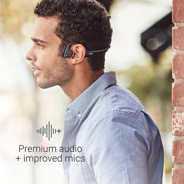Alt view image 5 of 5 - AfterShokz Air AS650CR Open-Ear Wireless Bone Conduction Headphones with Reflective Strips, Canyon Red
