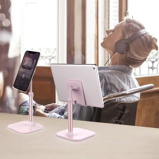 Alt view image 7 of 7 - Cell Phone Stand Phone Stand for Desk Phone Holder Stand Compatible with iPhone and All Mobile Phones Tablet Gifts for Adults Women Men Mom Wife Pink