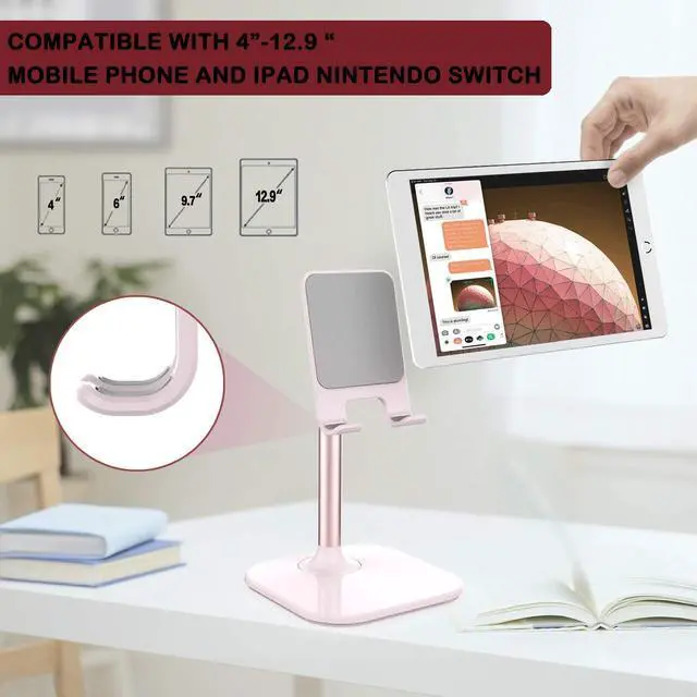 Alt view image 2 of 7 - Cell Phone Stand Phone Stand for Desk Phone Holder Stand Compatible with iPhone and All Mobile Phones Tablet Gifts for Adults Women Men Mom Wife Pink