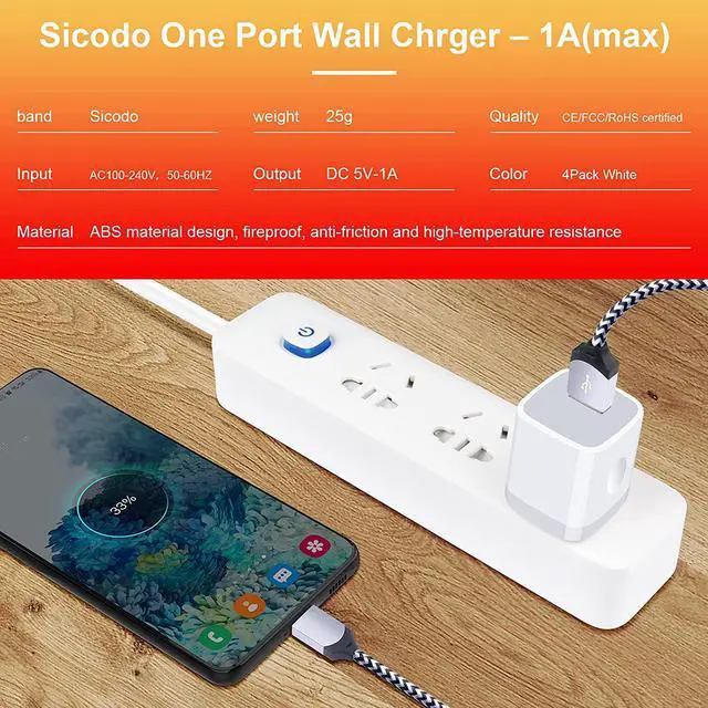 Alt view image 7 of 7 - iPhone Charger Block, Plug in Phone Charger, Sicodo 4Pack Single Port USB Wall Charger Fast Charging Adapter Cube Box for iPhone 15 14 13 12 SE(2020) 11/11pro/XS/XS Max,Samsung Galaxy S24/S23/S22,LG