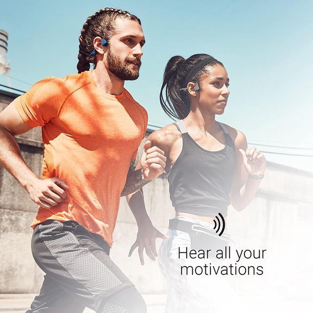 Alt view image 2 of 5 - AfterShokz Air AS650CR Open-Ear Wireless Bone Conduction Headphones with Reflective Strips, Canyon Red