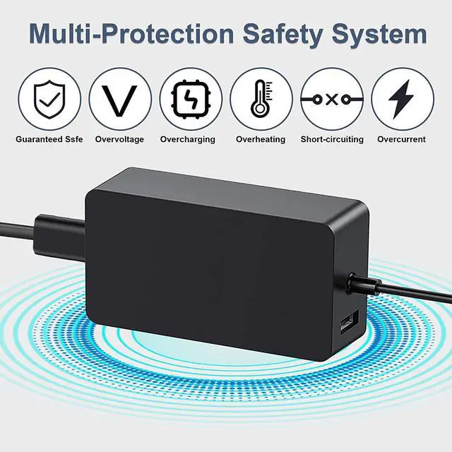 Alt view image 6 of 7 - Surface Pro Charger, cshare 65W 15V 4A Power Supply AC Adapter for Microsoft Surface Pro 7 6 5 4 3 X, Surface Laptop, Surface Go, Windows Charger, Surface Book Tablet with 5V 1A USB Charging Port